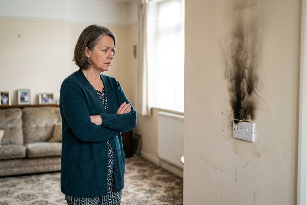 Example of faulty electrics in a rented home