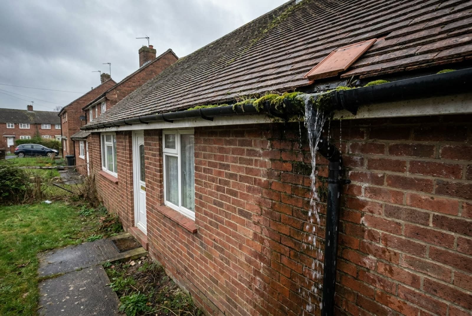 Example of roofing, guttering and drains in a rented home