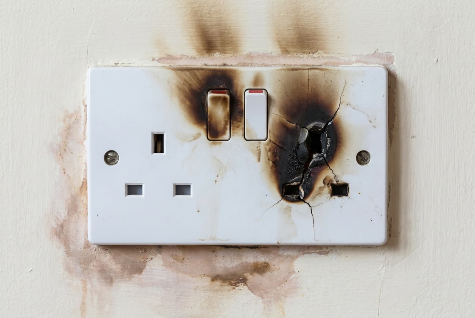 Example of faulty electrics in a rented home