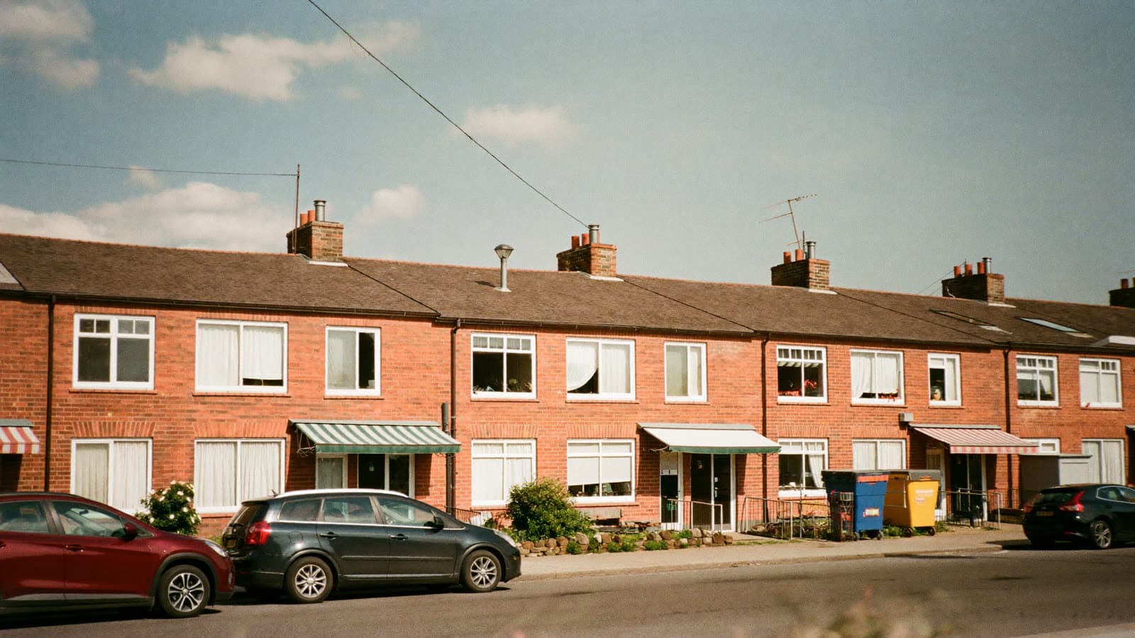 A street of British terraced social-housing homes