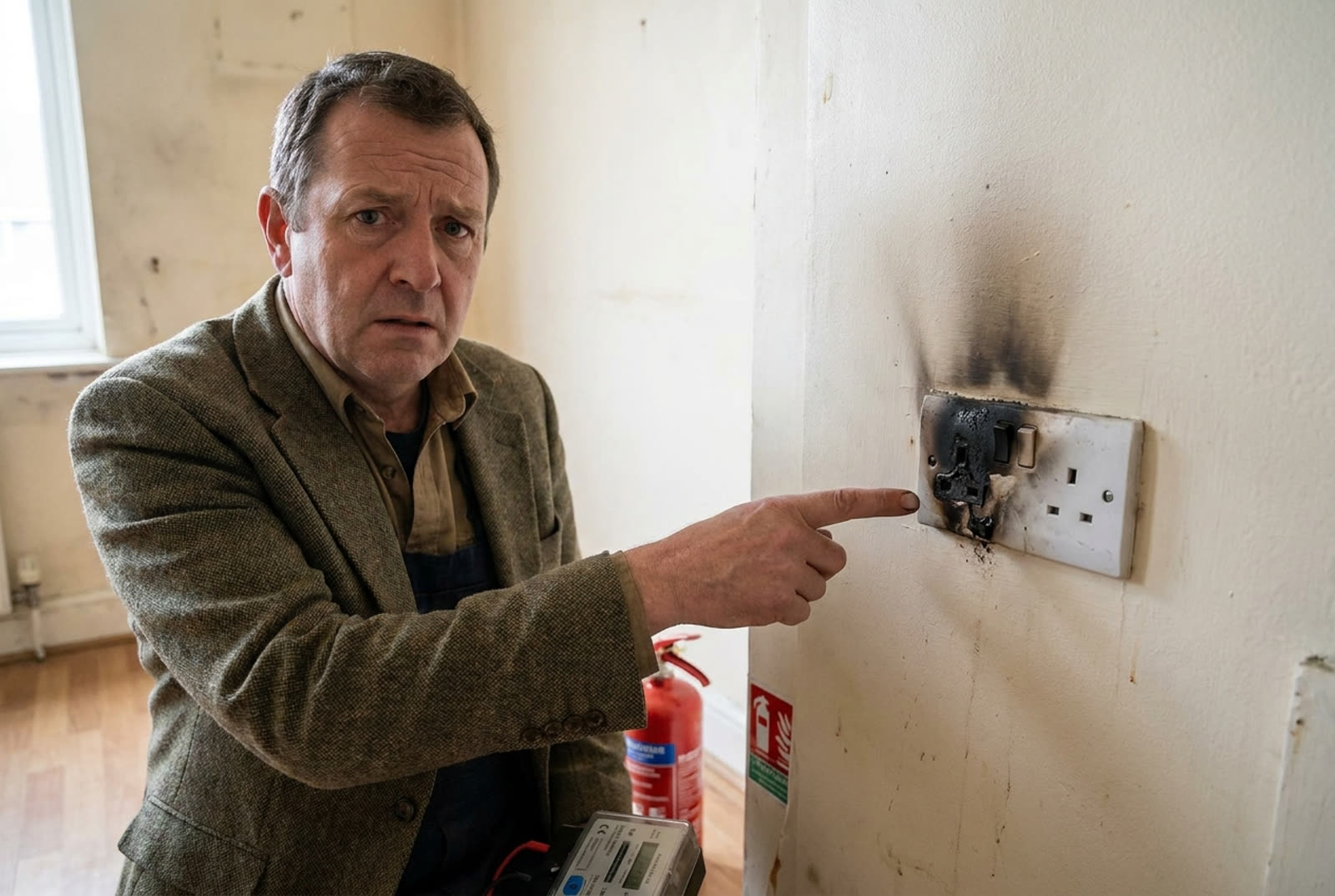 Example of faulty electrics in a rented home