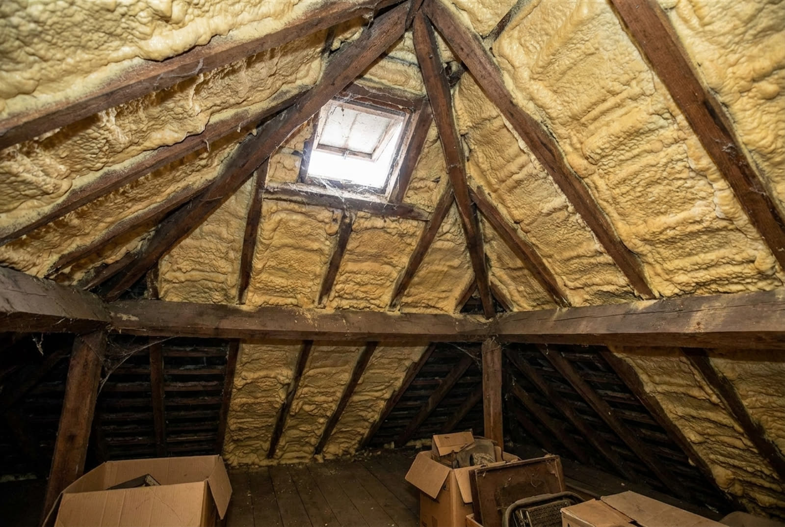 Example of spray foam insulation defects in a rented home